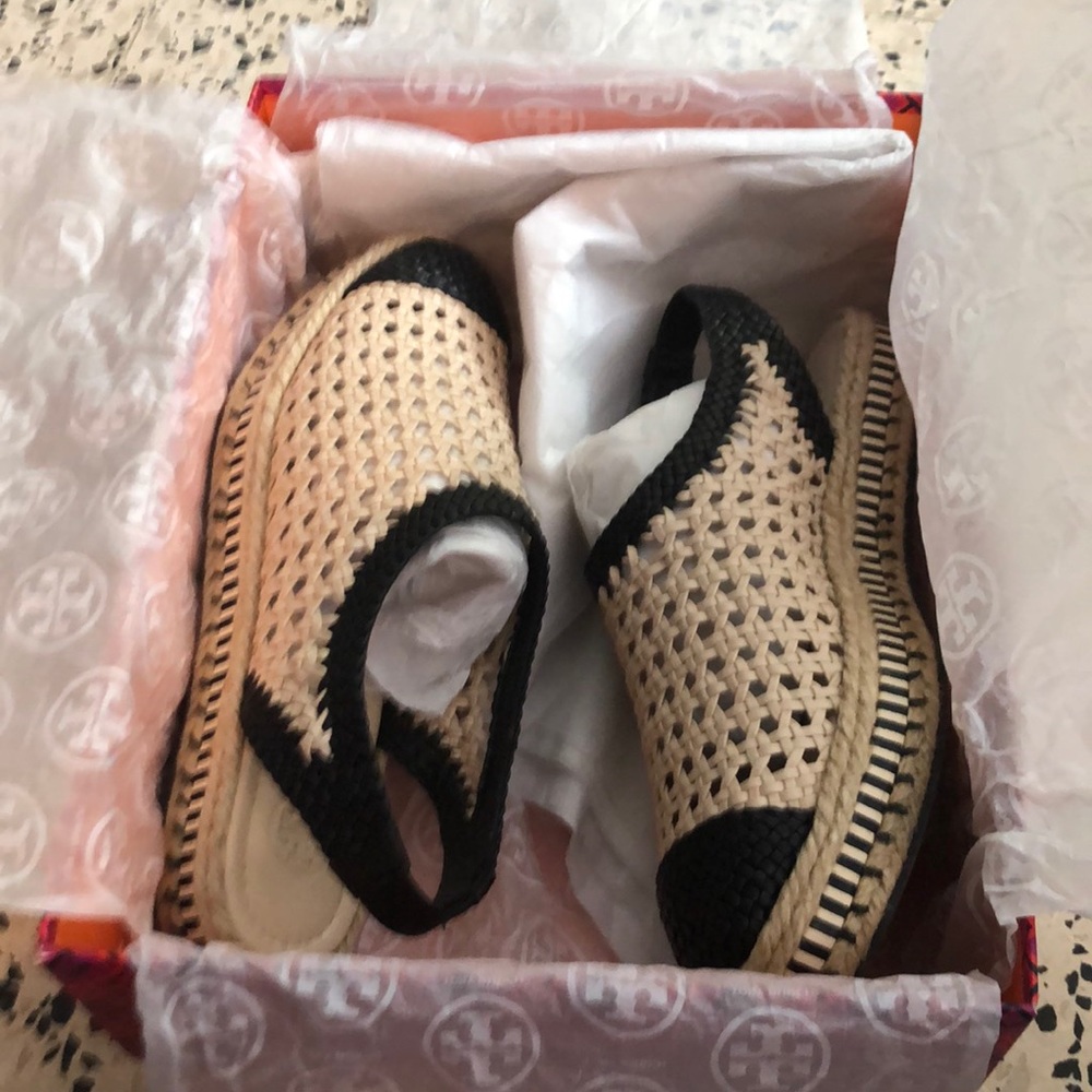 Authentic Tory Burch Dandy Woven Flat Espadrille